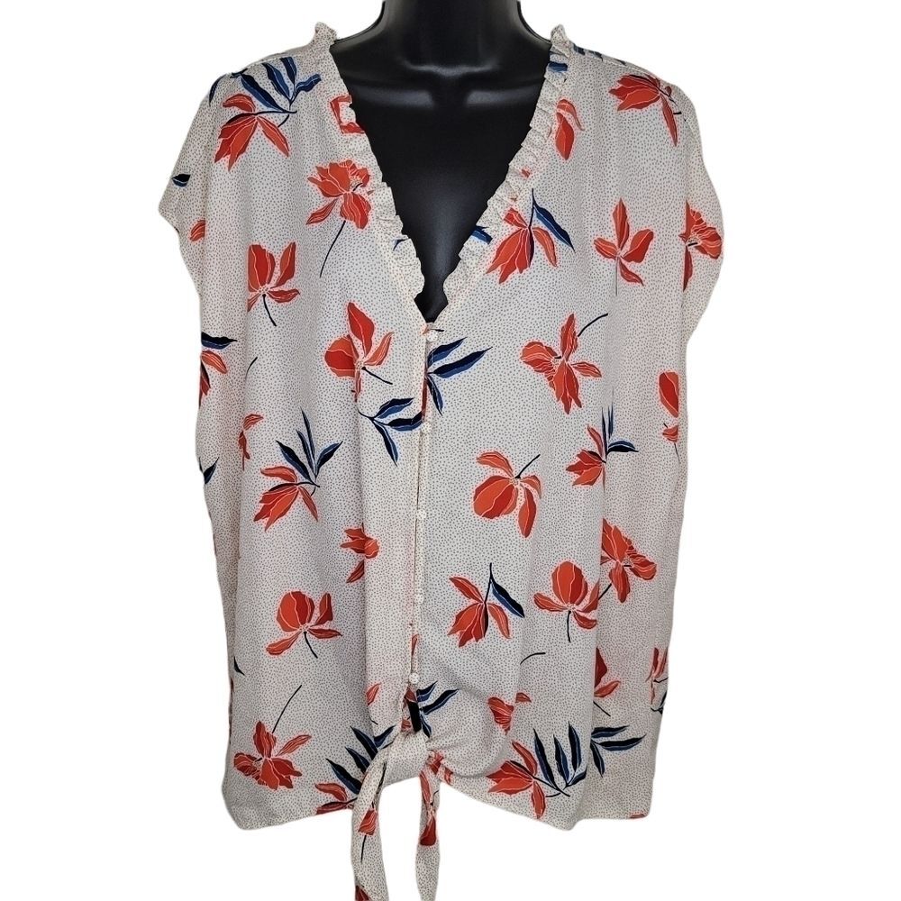 Studio B by Bobeau floral knot hem top blouse 3x